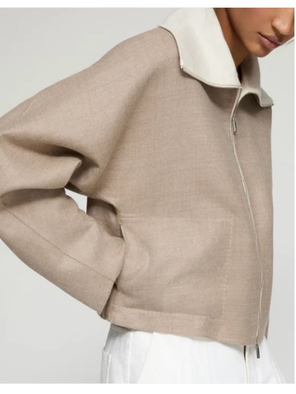 Lafayette 148 New York Wool/Silk Jacket in Hickory Melange/ Cloud